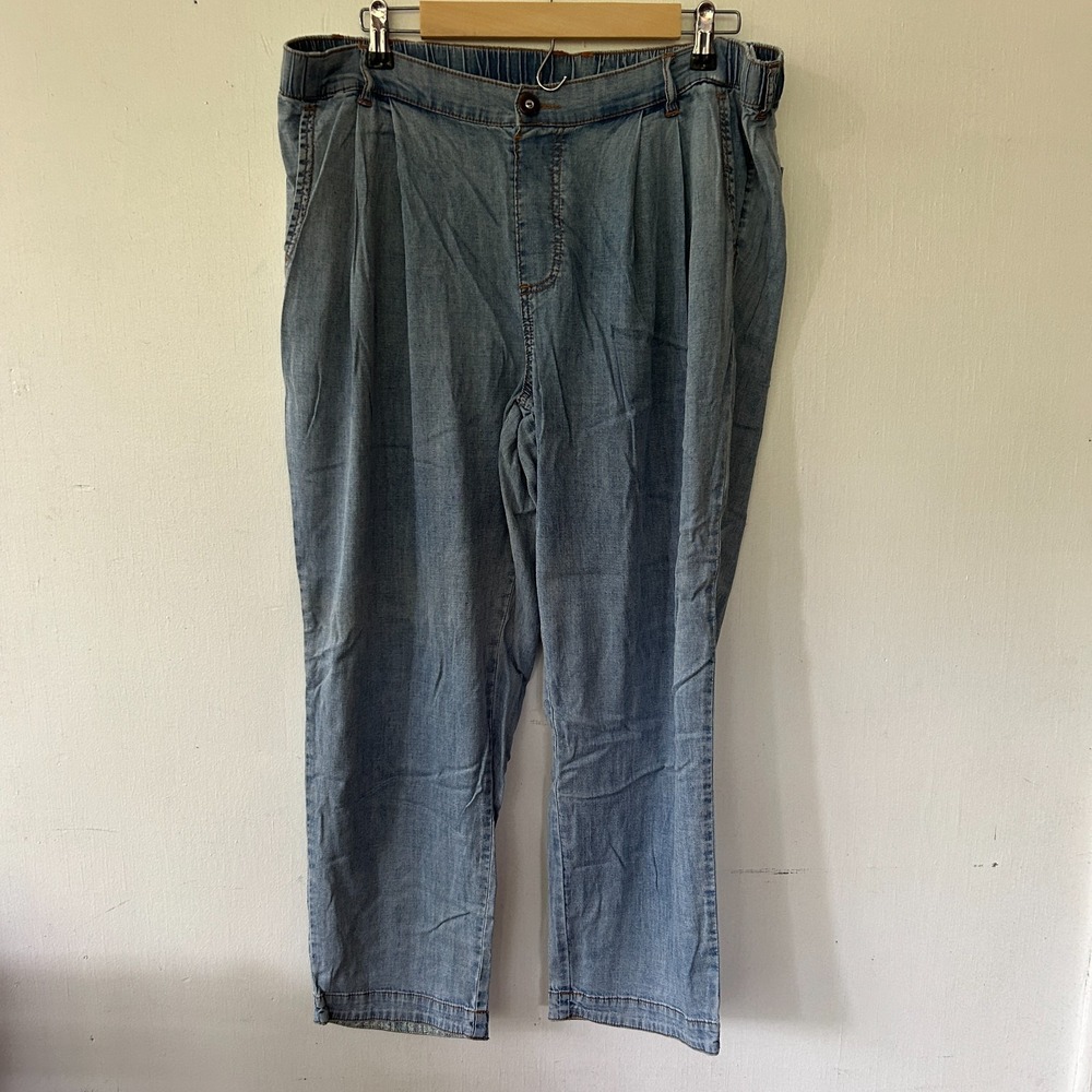 Any Body Pull On Light Wash Jeans Womens Large Elastic Waist Cozy Lightweight